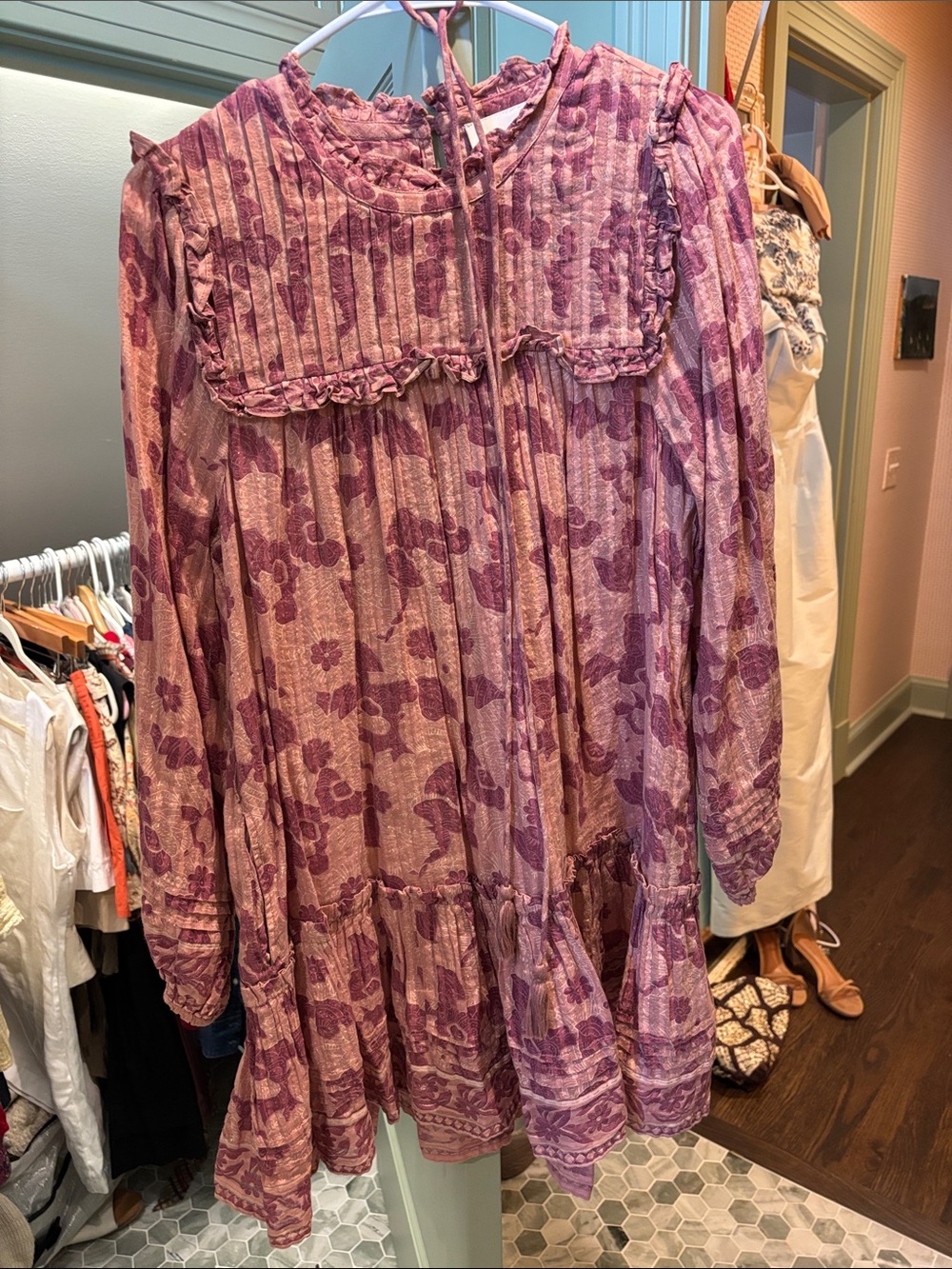 Cleobella Pink & Purple Floral Mini Dress